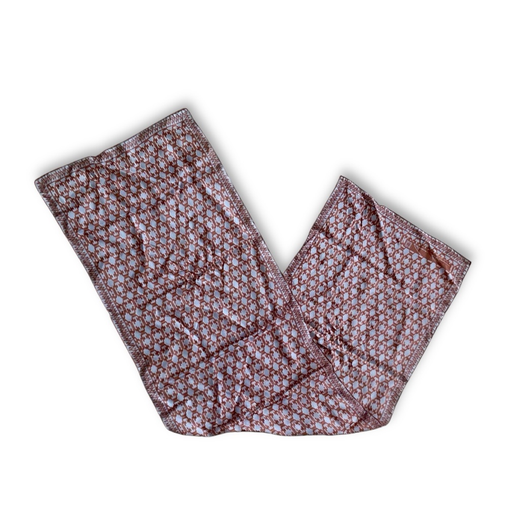 Vintage Anne Klein Silk Geometric Printed Scarf Brown Purple